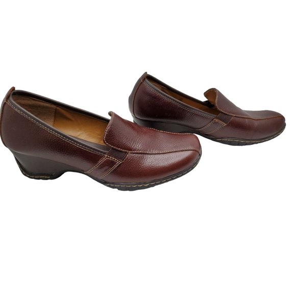 bjorndal womens noelle leather slide on 2" wedge heel loafers - Picture 2 of 6